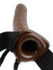 8 inches Vibrating Hollow Strap On Brown Sex Toy Product Image 4