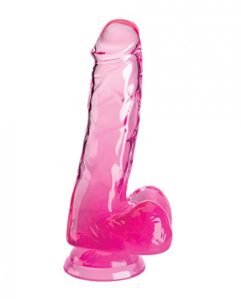 King Cock Clear 6in W/ Balls Pink Sex Toy Product