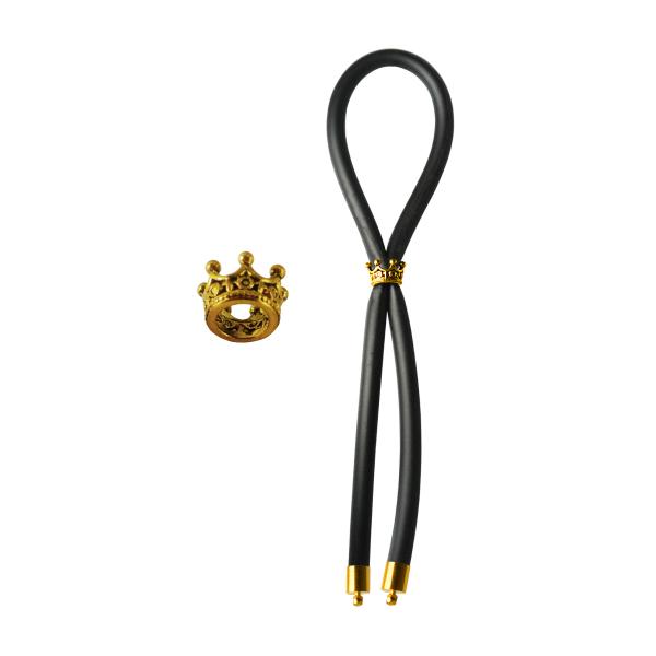 Bolo C-Ring Lasso Gold Crown Bead Silicone Black Sex Toy Product