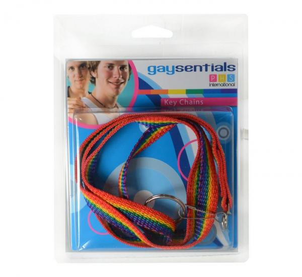 Gaysentials Rainbow Nylon Lanyard with Key Ring Sex Toy Product