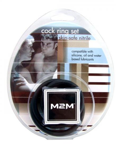 M2M Cock Ring Nitrile 3 Piece Set Black Sex Toy Product