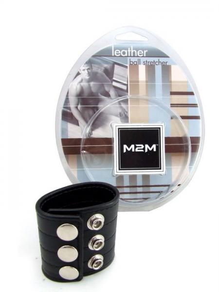 M2M Ball Stretcher Leather 2 inches Black  Sex Toy Product