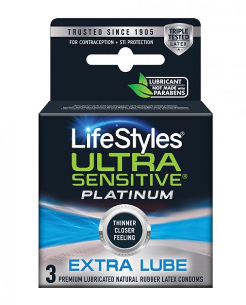 Lifestyles Ultra Sensitive Platinum Extra Lube 3pk Sex Toy Product