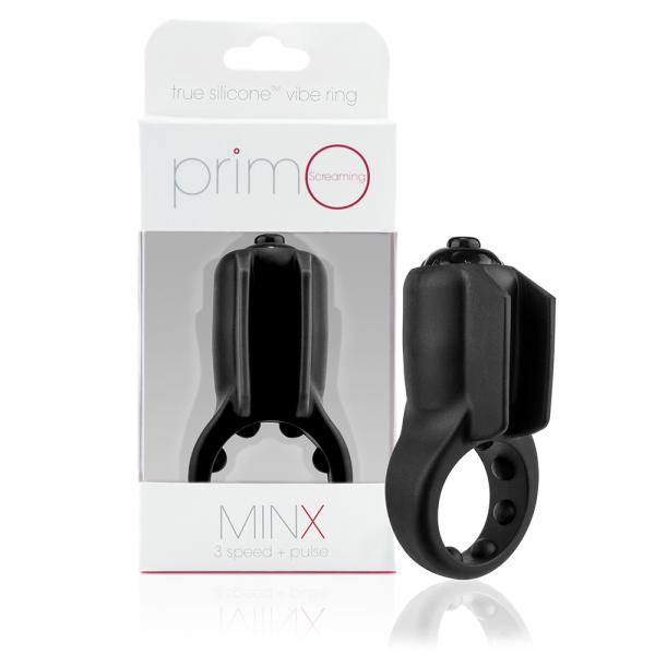 Primo Minx Black Vibrating Ring with Fins Sex Toy Product