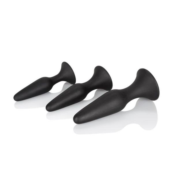 Silicone Anal Trainer Kit Black 3 Piece Set Sex Toy Product
