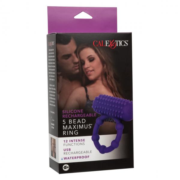 Silicone Rechargeable 5 Bead Maximus Ring Sex Toy Product