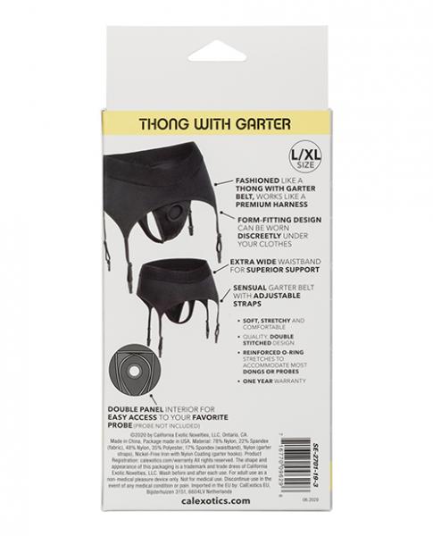 Boundless Thong W/ Garter L/xl Harness Black Sex Toy Product