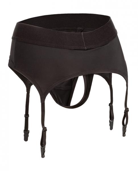 Boundless Thong W/ Garter L/xl Harness Black Sex Toy Product