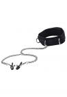 Ouch Velcro Collar with Nipple Clamps Black Sex Toy Product