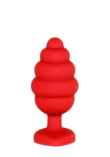 Regular Ribbed Diamond Heart Plug Red Sex Toy Product