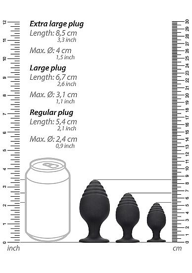 Rippled Butt Plug Set Black Sex Toy Product