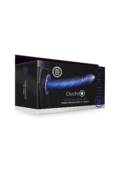 Ouch! Twisted Hollow Strap-on 8in Metallic Blue Sex Toy Product