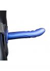 Ouch! Textured Curved Hollow Strap-on 8in Metallic Blue Sex Toy Product