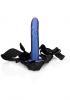Ouch! Textured Curved Hollow Strap-on 8in Metallic Blue Sex Toy Product Image 4