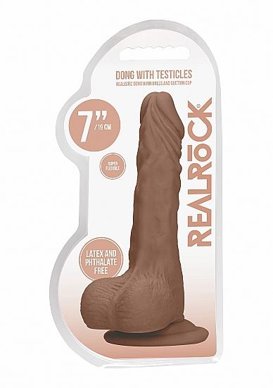 Realrock 7in Dong Tan W/ Testicles Sex Toy Product