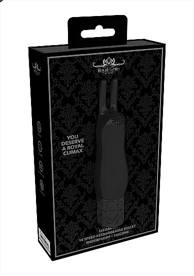 Royal Gems Elegance Black Rechargeable Silicone Bullet Sex Toy Product