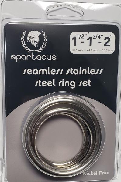 Seamless Stainless Steel C Ring Set - 1.5 1.75" 2" " Sex Toy Product
