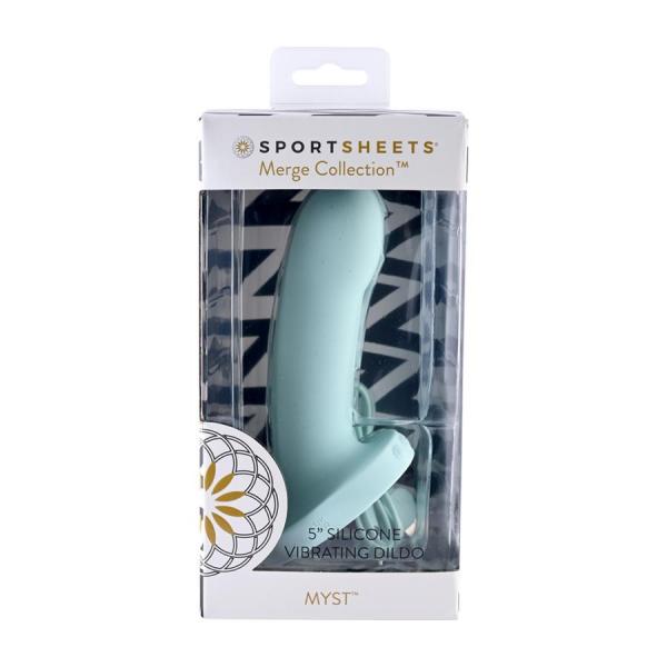 Myst 5in Vibrating Silicone Dildo Sky Blue Sex Toy Product