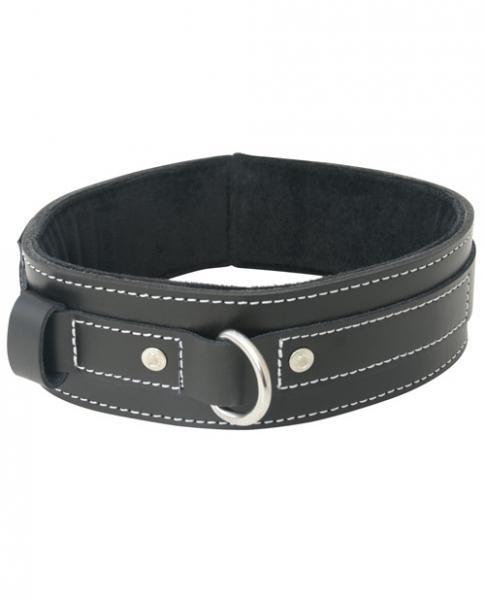 Edge Lined Leather Collar Black O/S Sex Toy Product