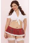 Three Piece School Girl Set White Red Queen Size Sex Toy Product