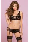 Floral Lace Bra Set Black O/S Sex Toy Product