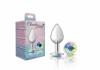 Cheeky Charms Round Clear Iridescent Medium Silver Plug Sex Toy Product Image 3