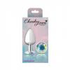 Cheeky Charms Round Clear Iridescent Large Silver Plug Sex Toy Product Image 2