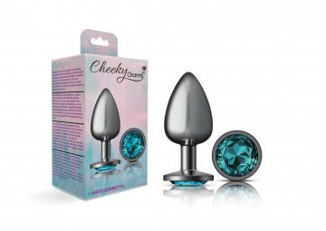 Cheeky Charms Round Teal Large Gunmetal Butt Plug Sex Toy Product