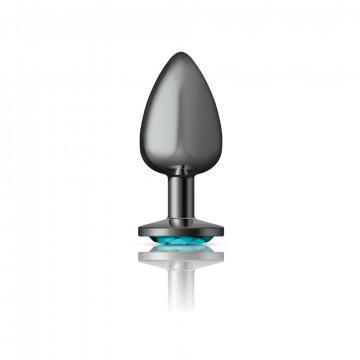 Cheeky Charms Round Teal Large Gunmetal Butt Plug Sex Toy Product