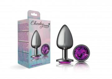 Cheeky Charms Round Purple Large Gunmetal Butt Plug Sex Toy Product