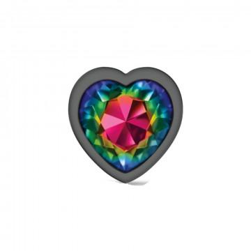 Cheeky Charms Heart Rainbow Large Gunmetal Butt Plug Sex Toy Product