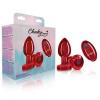 Cheeky Charms Vibrating Metal Plug Red Medium W/ Remote Sex Toy Product Image 2