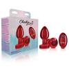 Cheeky Charms Vibrating Metal Plug Red Medium W/ Remote Sex Toy Product Image 3