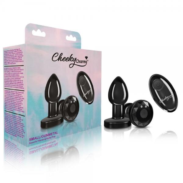 Cheeky Charms Vibrating Metal Plug Gunmetal Small W/ Remote Sex Toy Product