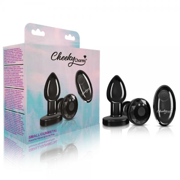 Cheeky Charms Vibrating Metal Plug Gunmetal Medium W/ Remote Sex Toy Product