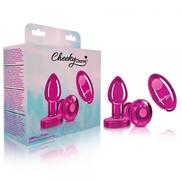 Cheeky Charms Vibrating Metal Plug Pink Small W/ Remote Sex Toy Product