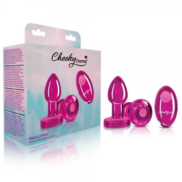Cheeky Charms Vibrating Metal Plug Pink Small W/ Remote Sex Toy Product