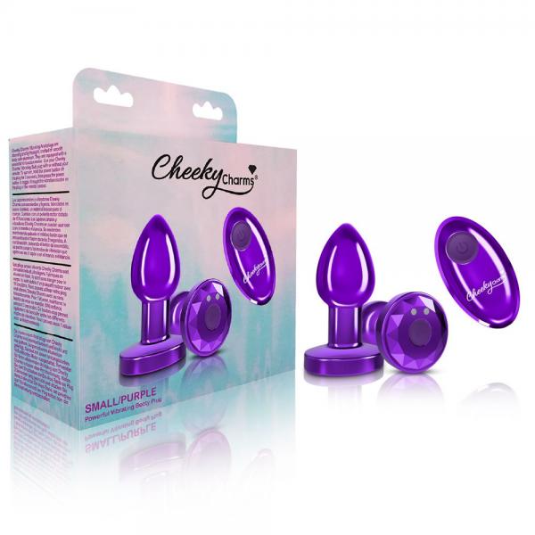 Cheeky Charms Vibrating Metal Plug Purple Small W/ Remote Sex Toy Product