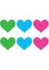 Neon Hearts 3 Pairs Assorted Color Pasties Sex Toy Product Image 1