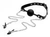 Strict Silicone Ball Gag with Nipple Clamps Black Sex Toy Product Image 1