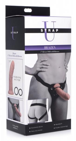 Strap U Brazen 8in Silicone Dildo W/ Harness Sex Toy Product
