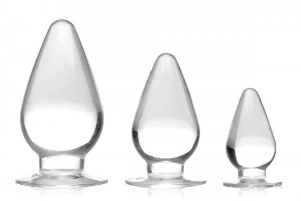 Master Series Triple Cones 3pc Anal Plug Set Clear Sex Toy Product