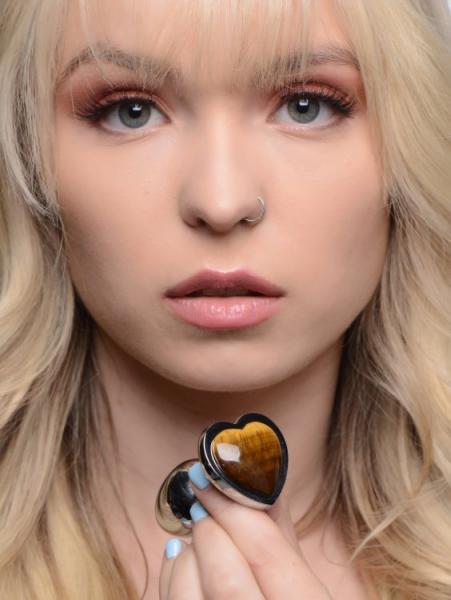 Booty Sparks Gemstones Medium Heart Anal Plug Tiger Eye Sex Toy Product
