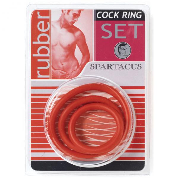 Spartacus Cock Ring Set (3 Rubber Enhancers/red) Sex Toy Product