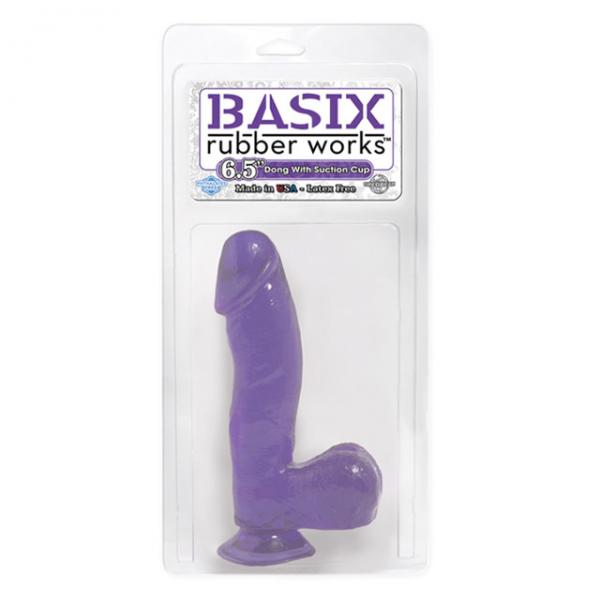 Basix Rubber Works 6.5 inches Dong With Suction Cup Purple Sex Toy Product