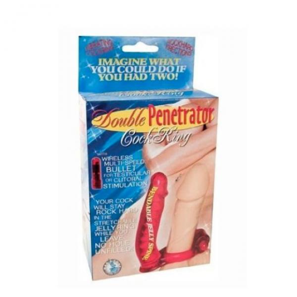 Double Penetrator Rabbit Cockring Vibrating Waterproof Red	 Sex Toy Product