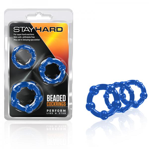 Beaded Cock Rings Blue Pack Of 3 Sex Toy Product