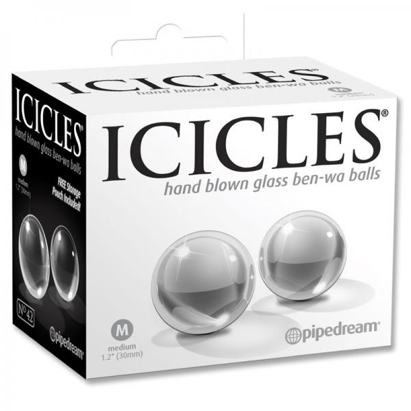 Icicles No 42 Medium Glass Ben Wa Balls Clear Sex Toy Product