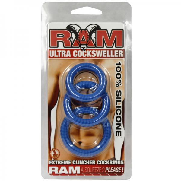 Ram Ultra Silicone Cocksweller C Rings Blue  Sex Toy Product