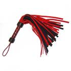 Red Short Suede Flogger Checkered Grip Sex Toy Product